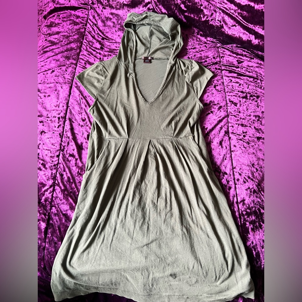 Green Y2K dress with hood and pockets
